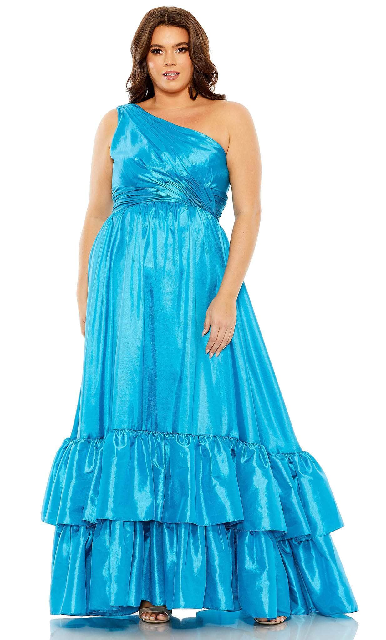 Mac Duggal 68527 - Ruffle Tiered A-Line Evening Gown Special Occasion Dress 14W / Turquoise