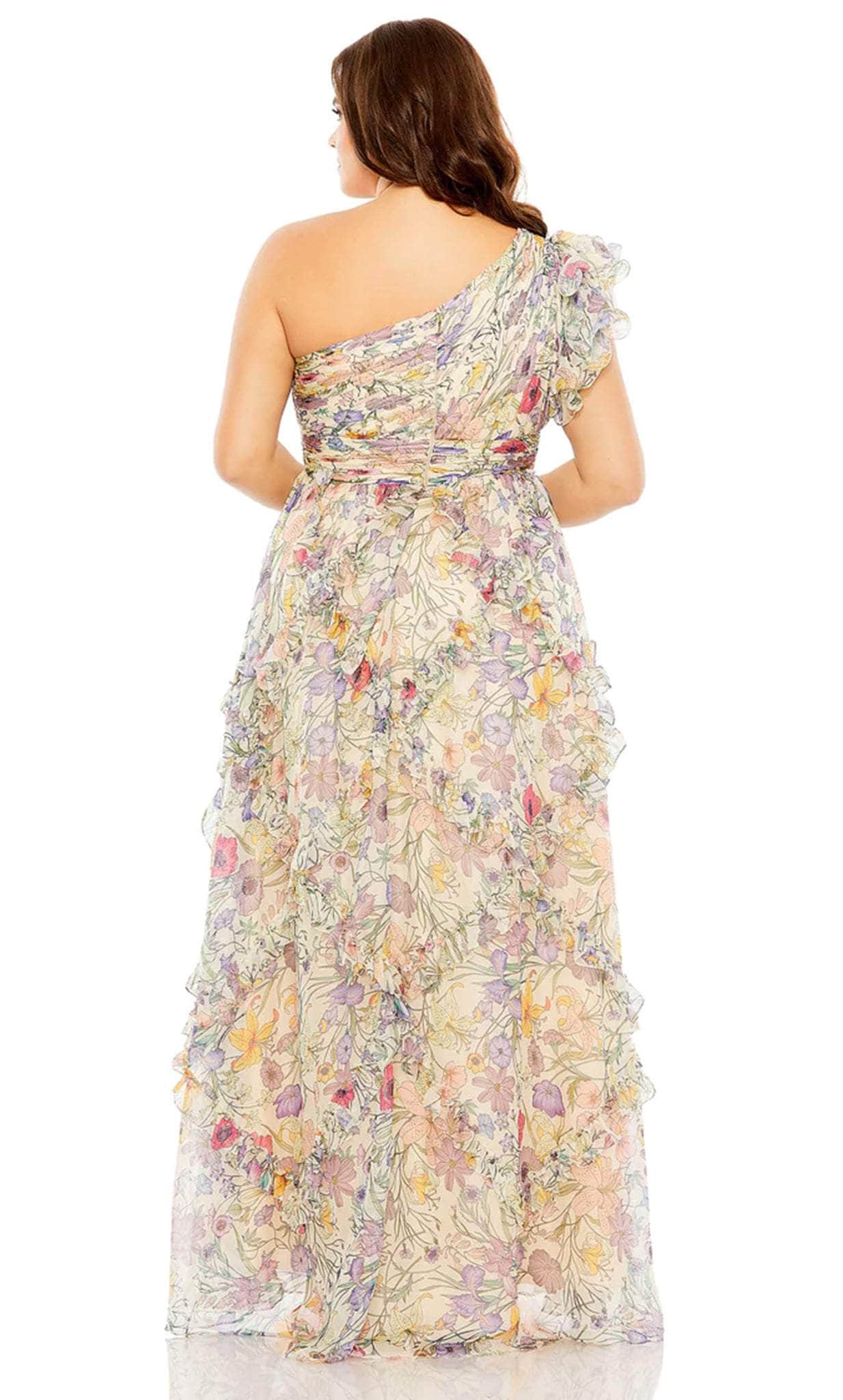 Mac Duggal 68546 - Printed Allover Asymmetrical Neck Dress Military Ball