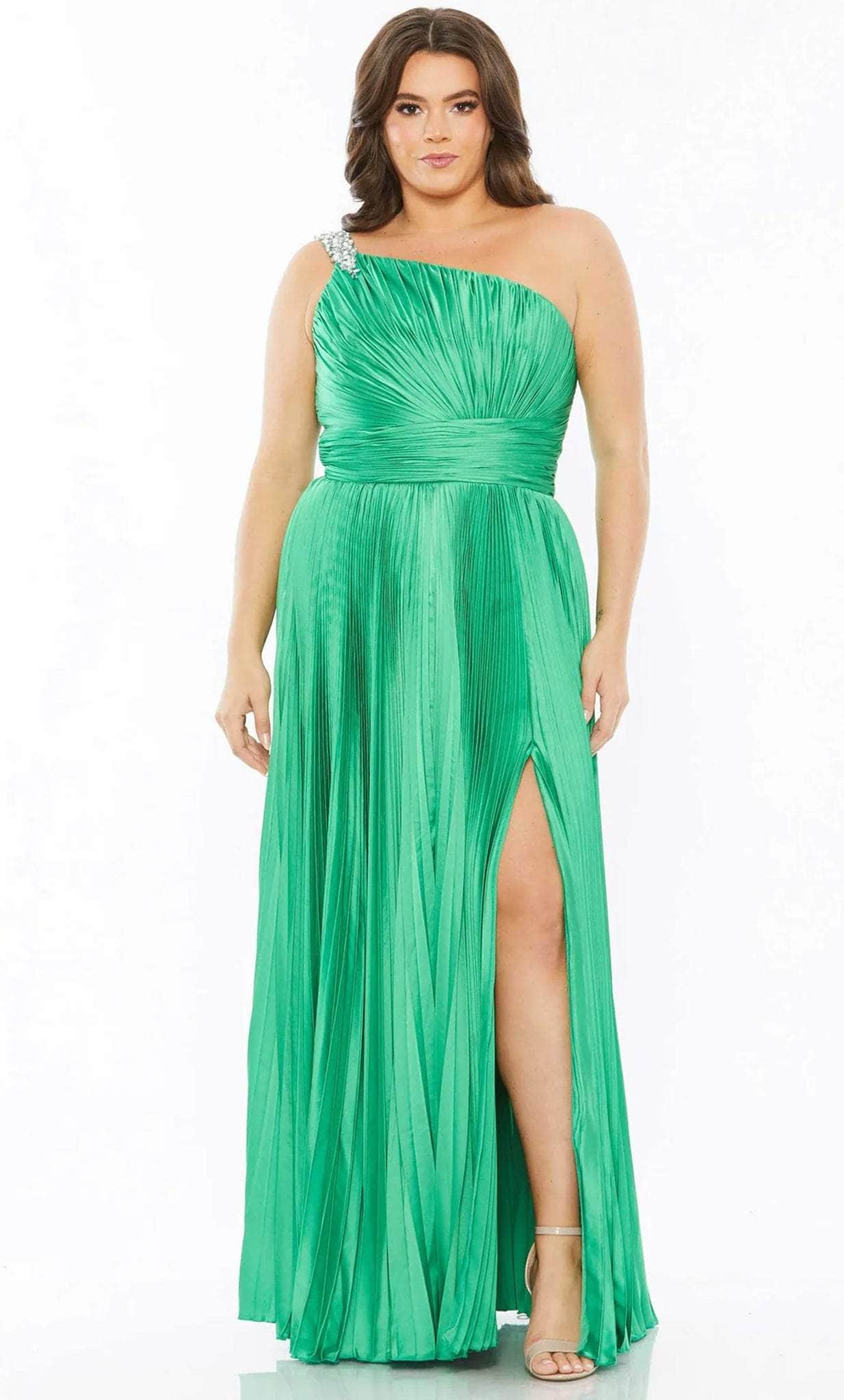 Mac Duggal 77005 - Ruched Asymmetrical Bridesmaid Dress Bridesmaid Dresses 14W / Spring Green