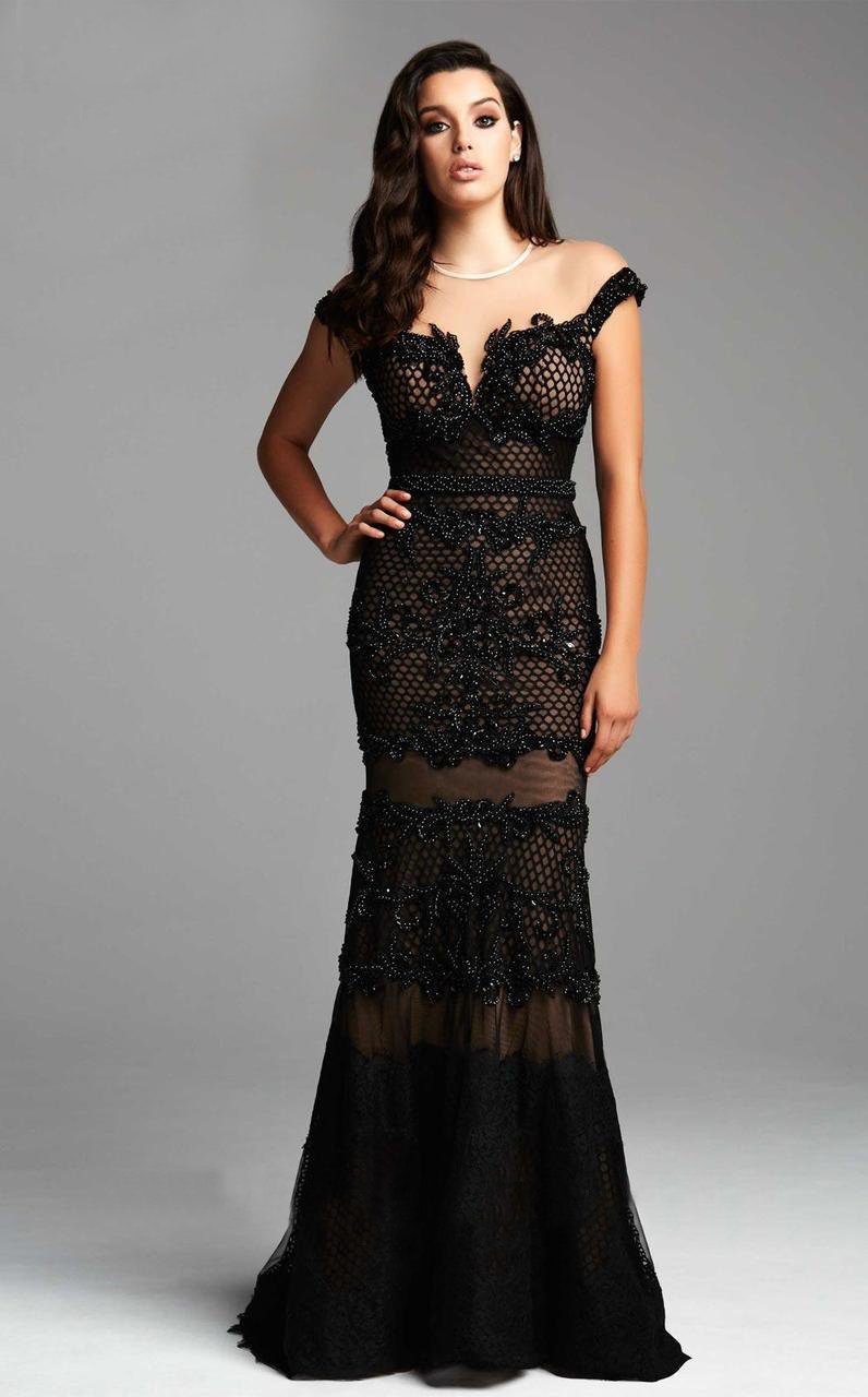 Mac Duggal - 78998 Netted Lace Off Shoulder Sheath Dress Special Occasion Dress