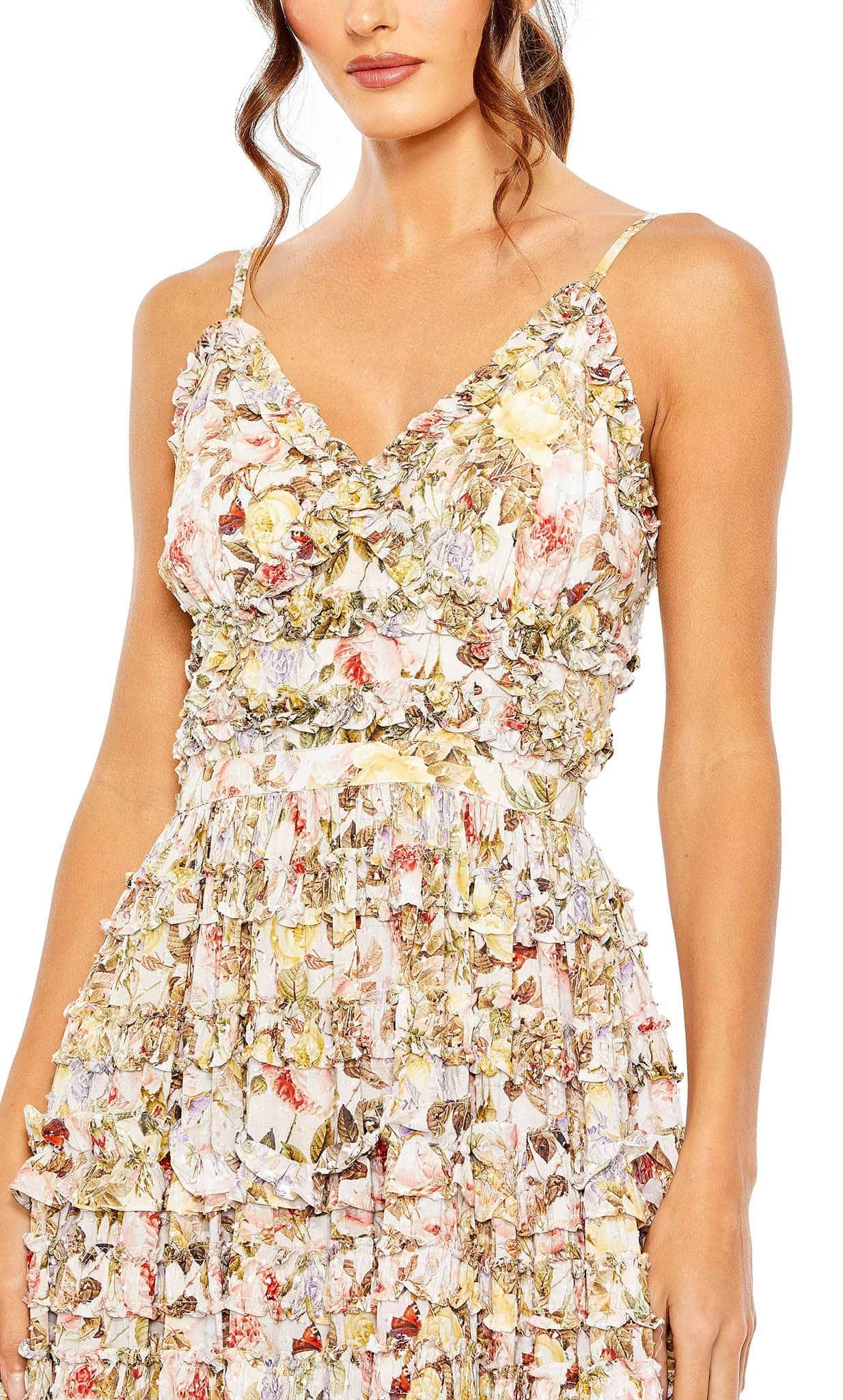 Mac Duggal 8026 - Floral Ruffled Detail Long Dress Evening Dresses