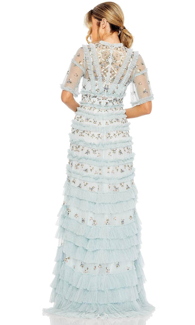 Mac Duggal 8033 - Short Sleeve Floral Embroidered Formal Dress Evening Dresses