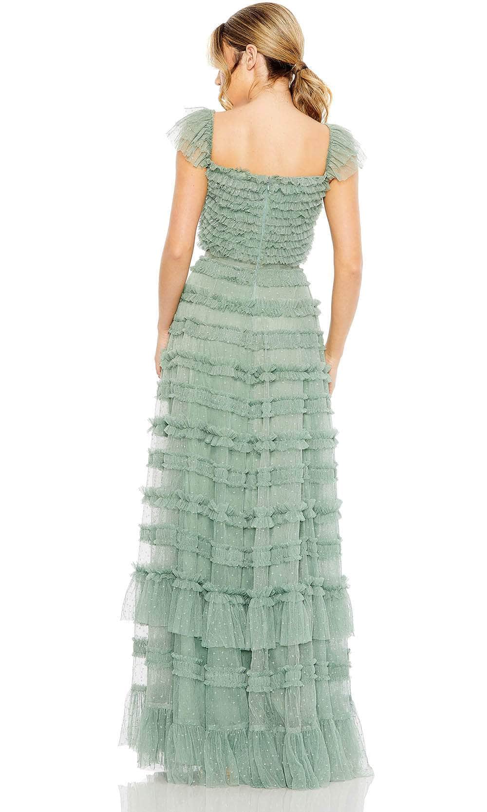 Mac Duggal 8052 - Long Micro Ruffle Mesh Overlay A-Line Dress - Fully Lined, Sleeveless, Ruffled Straps, Velvet Ribbon Belt, Ruffle Frills, Square Open Back, Concealed Back Zipper, Floor Length Hem ADASA Mac Duggal 8052 - Long Micro Ruffle Mesh Overlay A-Line Dress - Fully Lined, Sleeveless, Ruffled Straps, Velvet Ribbon Belt, Ruffle Frills, Square Open Back, Concealed Back Zipper, Floor Length Hem ADASA