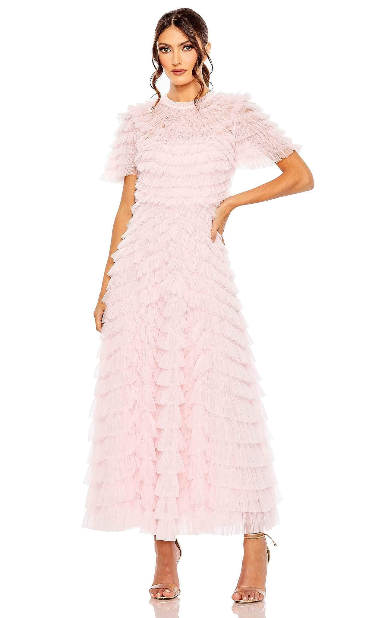 Mac Duggal 8055 - High Neck Ruffle Evening Dress Special Occasion Dress 0 / Rose