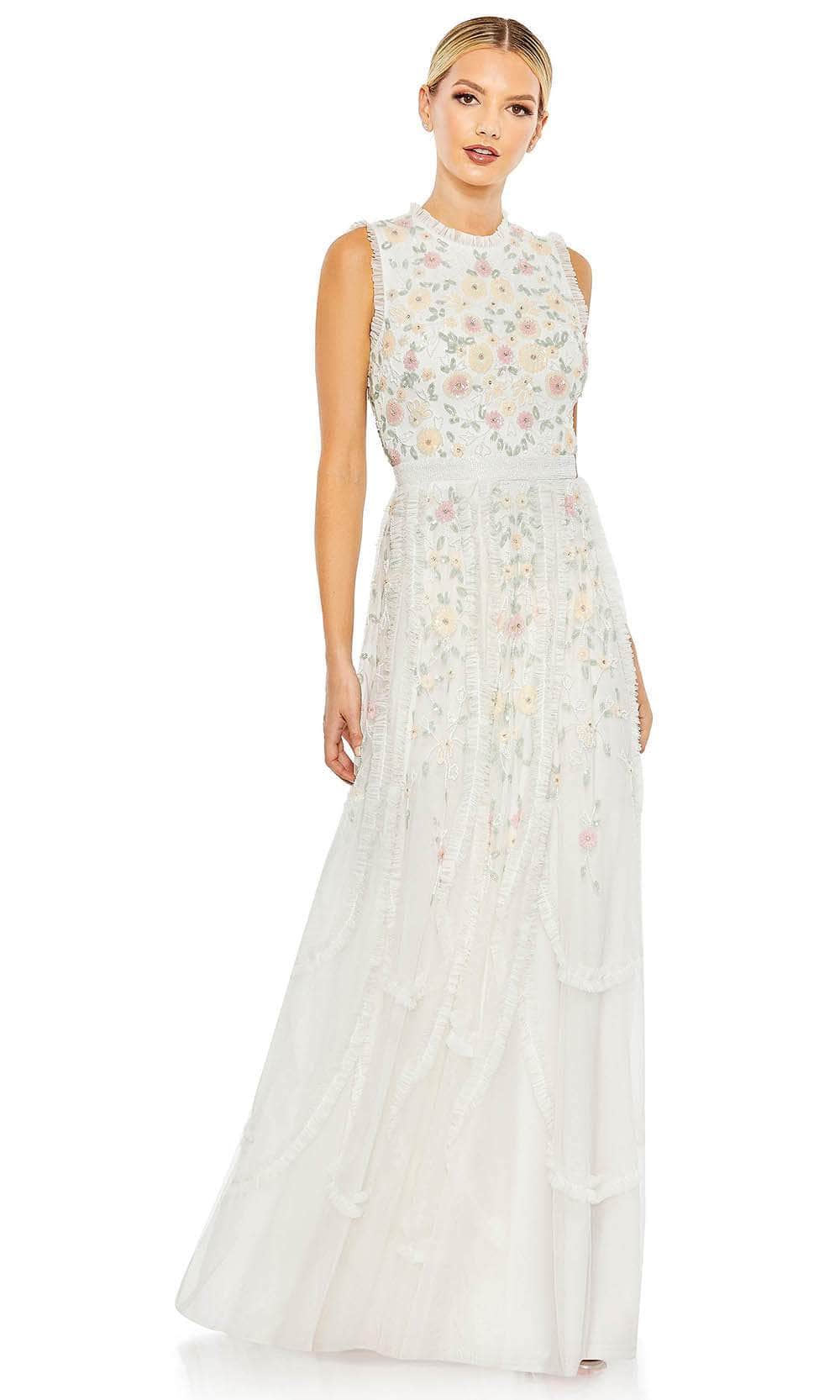 Mac Duggal 9137 - Floral High Neck Evening Dress Special Occasion Dress 2 / Ivory Multi