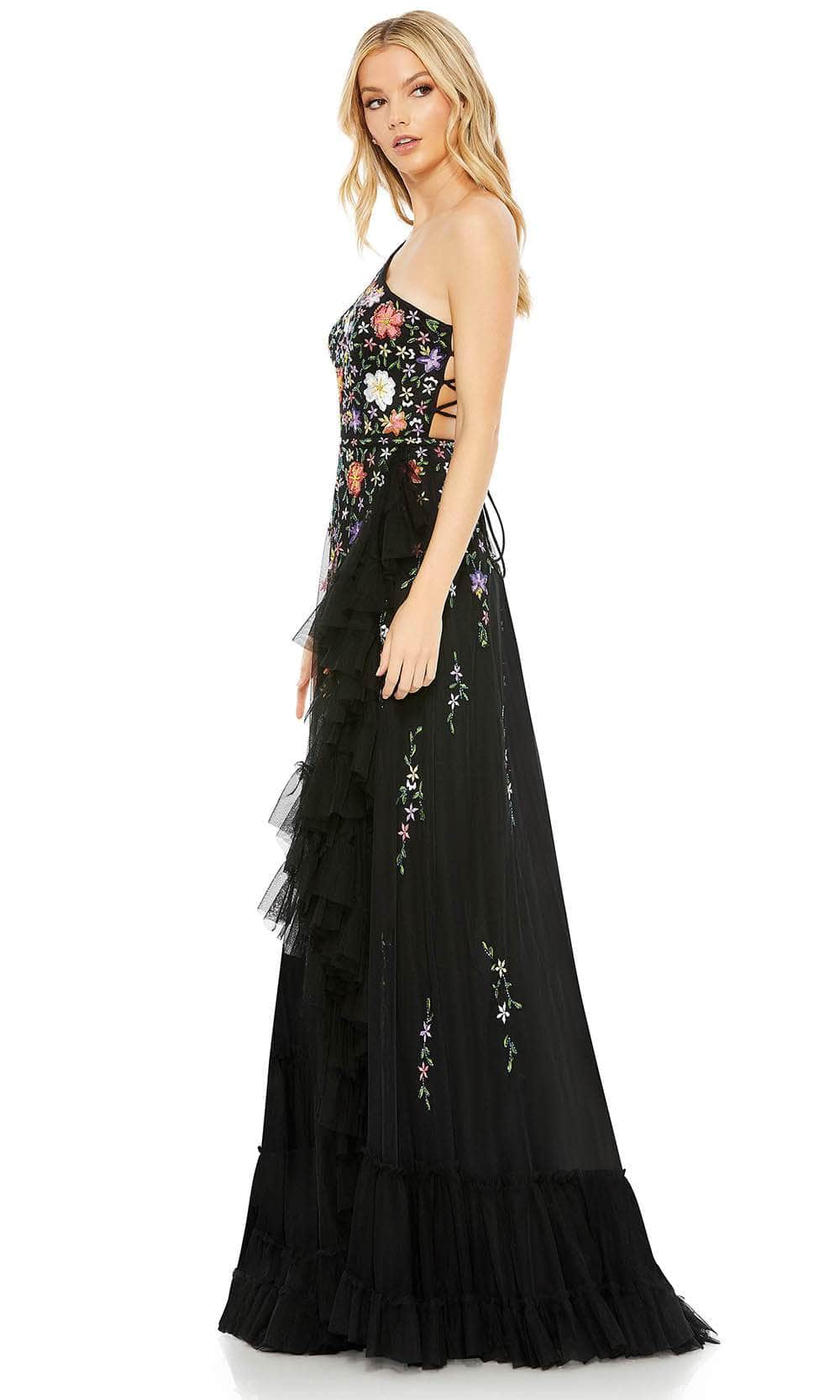 Mac Duggal 9164 - Floral Asymmetrical Prom Gown Special Occasion Dress