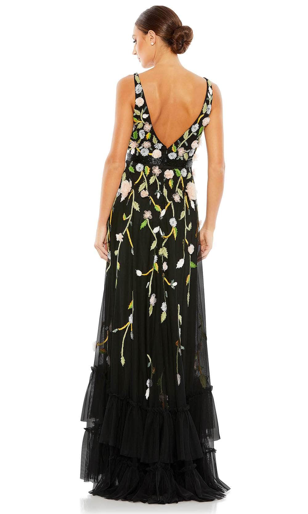 Mac Duggal 9171 - Floral Appliqued A-Line Evening Gown Special Occasion Dress