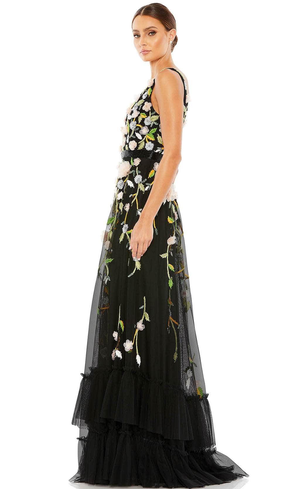 Mac Duggal 9171 - Floral Appliqued A-Line Evening Gown Special Occasion Dress