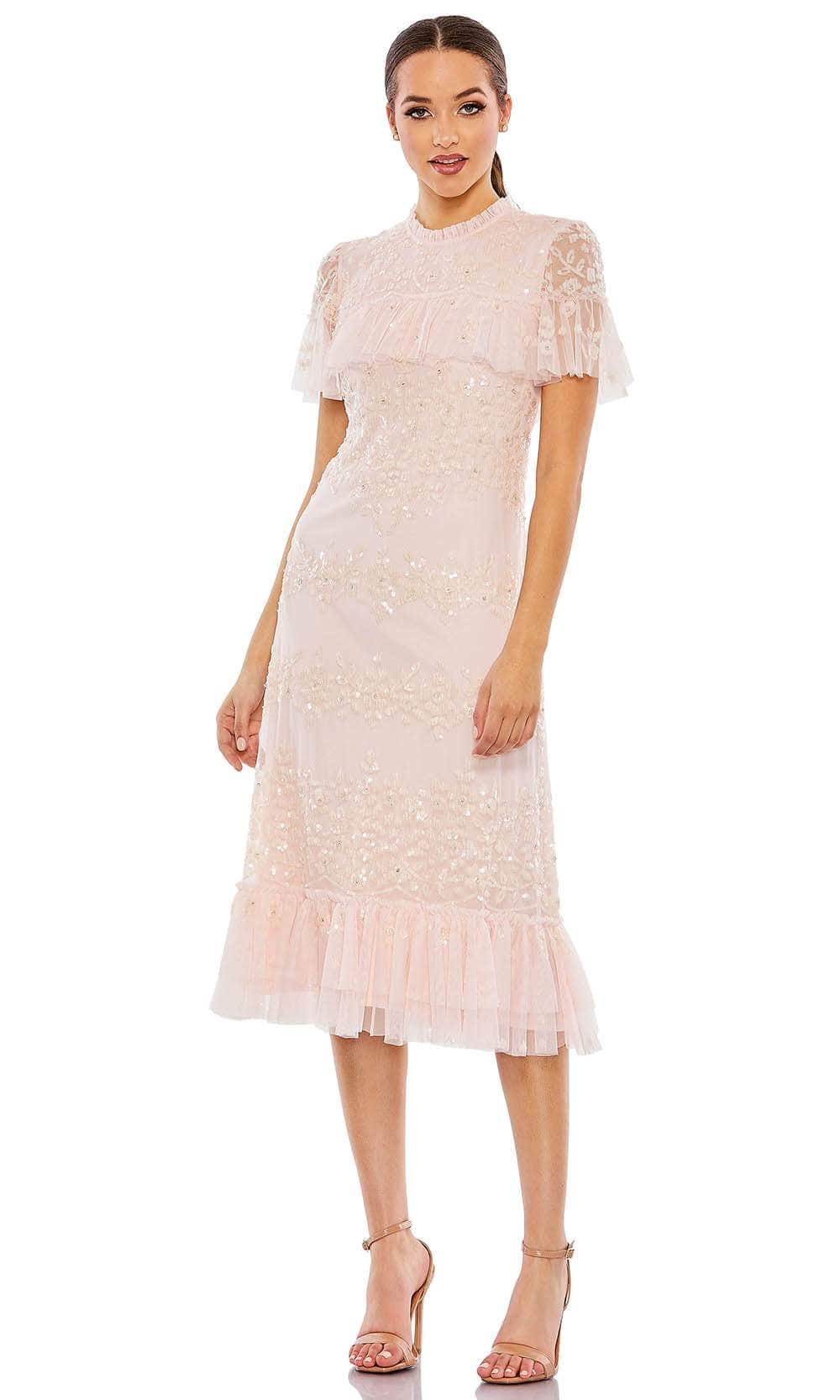 Mac Duggal 9193 - Ruffled Tea Length Prom Dress Special Occasion Dress