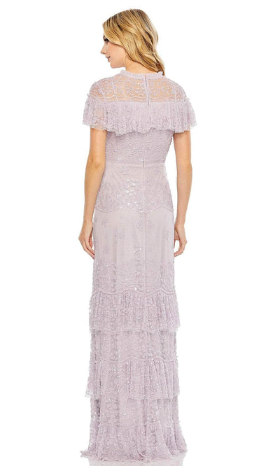 Mac Duggal 9195 - Illusion Mesh Overlay Ruffled Long Dress Mother of the Bride Dresses