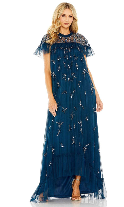 Mac Duggal 9262 - High Neck Beaded Gown Mother of the Bride Dresses 6 / Ocean Blue