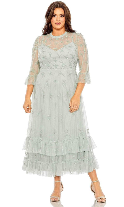Mac Duggal 9263 - Embellished High Neck Midi Dress Mother of the Bride Dresses 14 / Sage