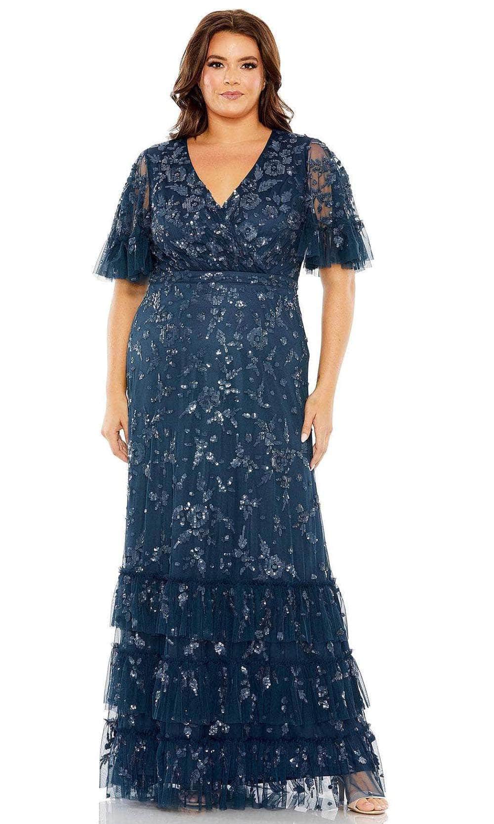 Mac Duggal 9270 - Flutter Sleeve V Neck Gown Mother of the Bride Dresses 14 / Twilight