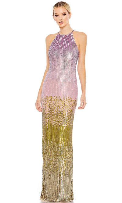 Mac Duggal 93738 - Halter Ombre Sequin Evening Dress Special Occasion Dress 0 / Lilac / Gold