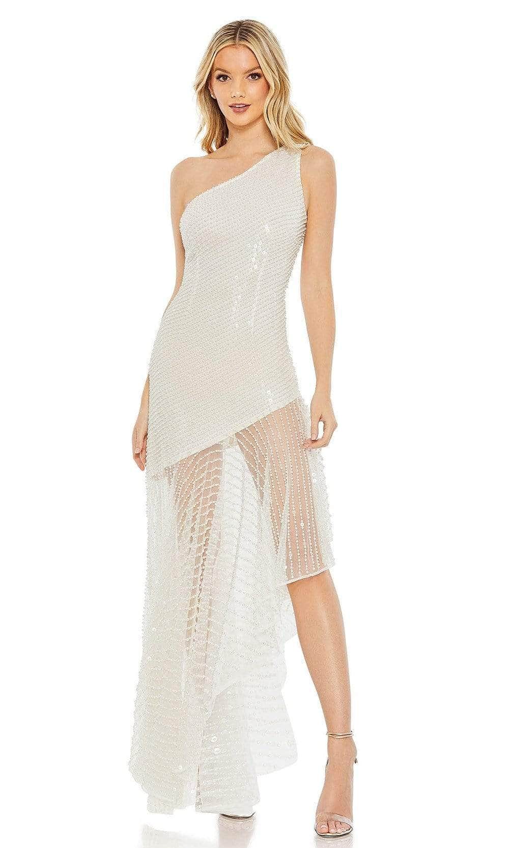 Mac Duggal - 93741 Beaded High Low Dress Evening Dresses 0 / White