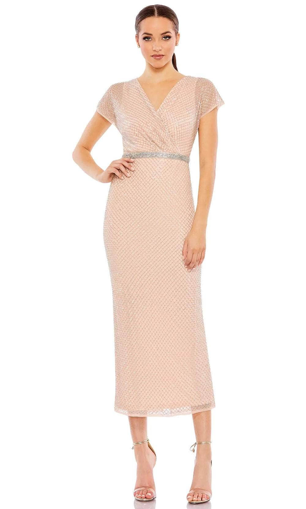 Mac Duggal 93787 - Cap Sleeve Lattice Cocktail Dress Special Occasion Dresses 2 / Rose