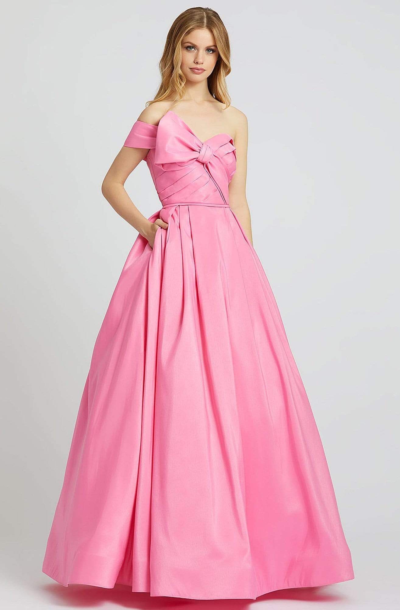 Mac Duggal Ballgowns - 48863H One Shoulder Bow Ballgown Ball Gowns 0 / Bubblegum Pink