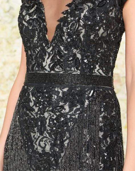 Mac Duggal Black White Red - 4898R Embellished Illusion Jewel Dress Special Occasion Dress