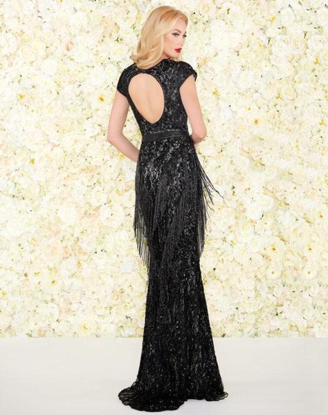 Mac Duggal Black White Red - 4898R Embellished Illusion Jewel Dress Special Occasion Dress