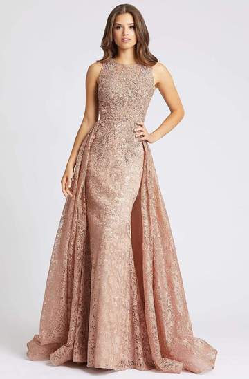 Mac Duggal - Fitted Jewel Pleated Overskirt A-Line Evening Dress 20112DSC In Pink