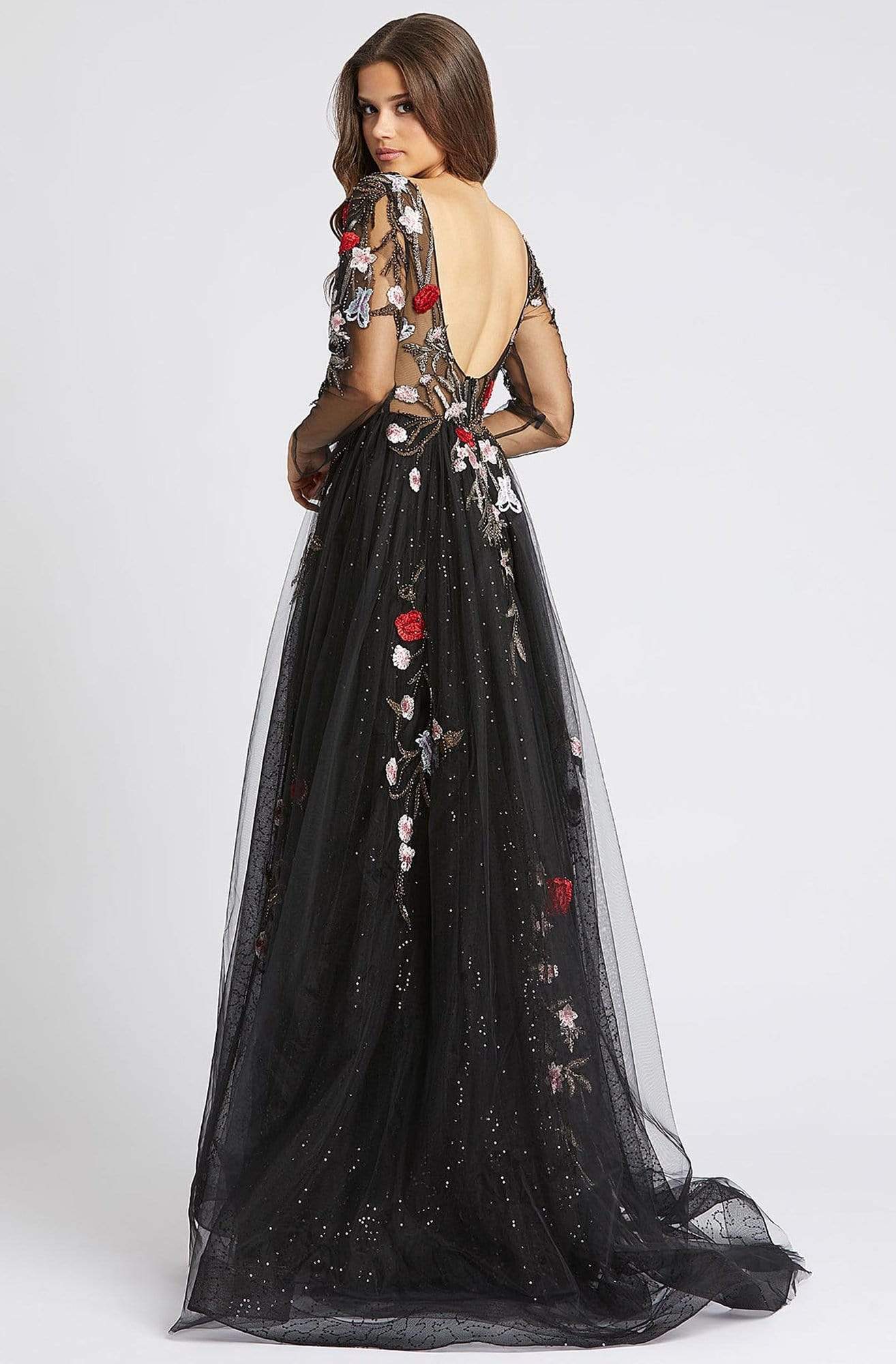 Mac Duggal Couture - 20125D Floral Embroidered Dress With Overskirt Evening Dresses