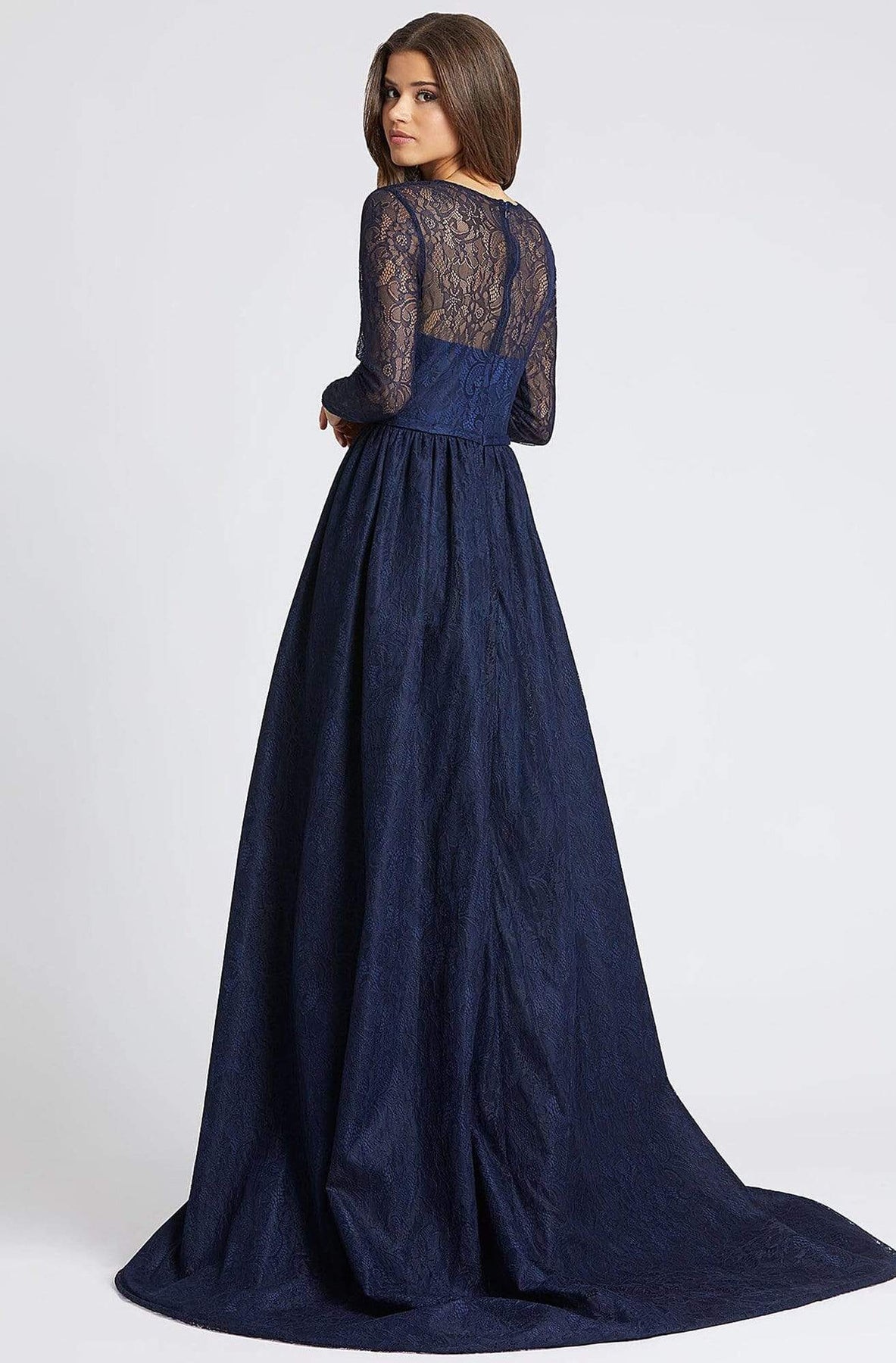 Mac Duggal Evening - 12356D Lace Long Sleeve Dress With Overskirt Evening Dresses