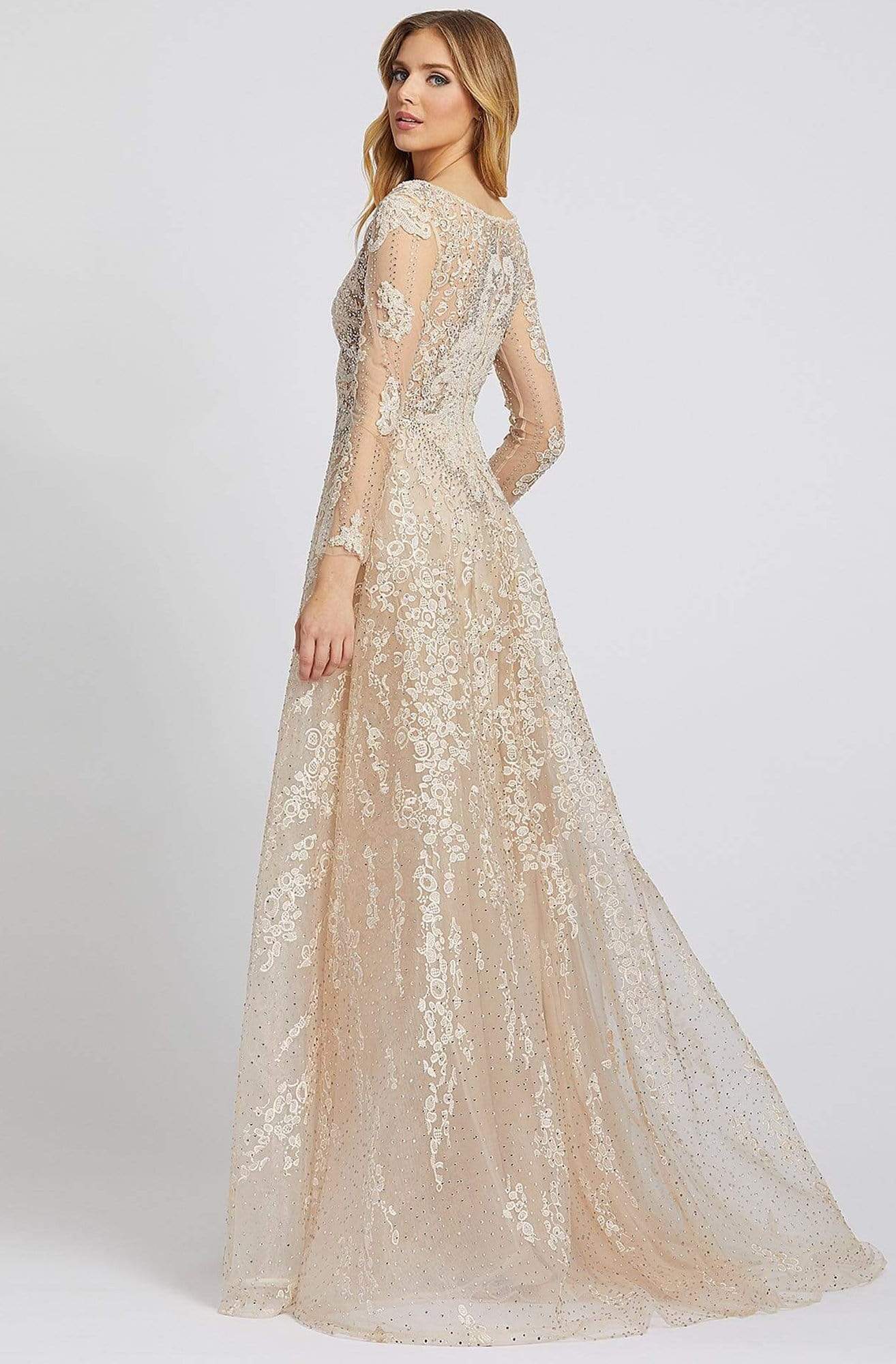 Mac Duggal Evening - 20212D Long Sleeve Embroidered A-Line Gown Evening Dresses