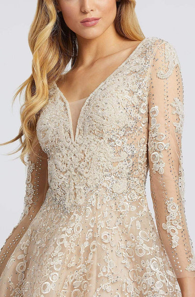 Mac Duggal Evening - 20212D Long Sleeve Embroidered A-Line Gown Evening Dresses