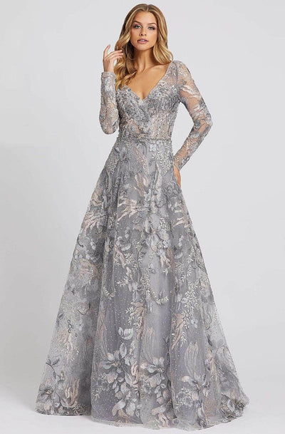 Mac Duggal Evening 20214D -  Floral Embroidered V-Shaped Back Mother of the Bride Gown Evening Dresses 12 
