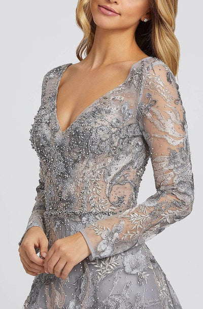 Mac Duggal Evening 20214D -  Floral Embroidered V-Shaped Back Mother of the Bride Gown Evening Dresses 12 
