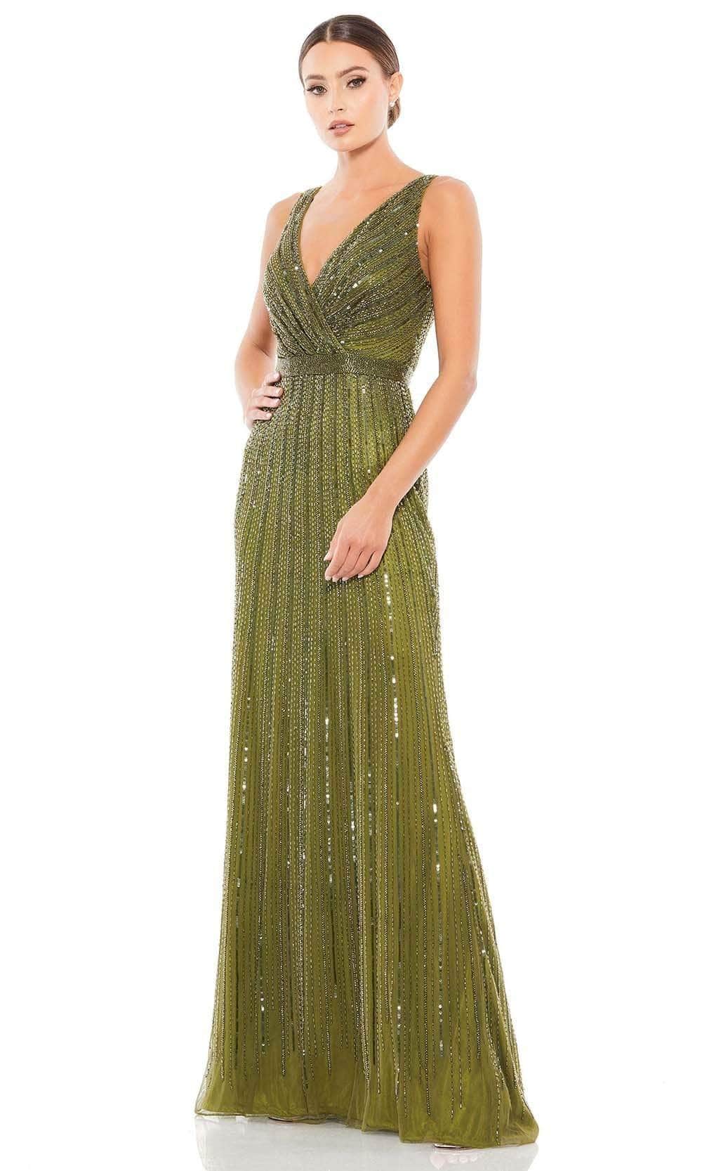 Mac Duggal Evening - 5219D Beaded Long Gown Evening Dresses 0 / Olive