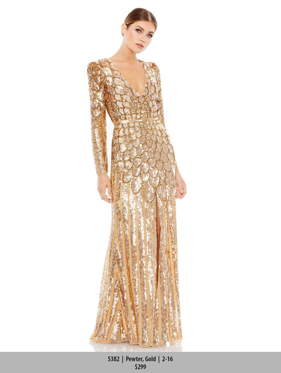 Mac Duggal Evening - 5382D Scallop Motif Sequin Gown Special Occasion Dress
