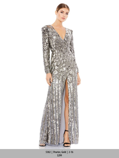 Mac Duggal Evening - 5382D Scallop Motif Sequin Gown Special Occasion Dress