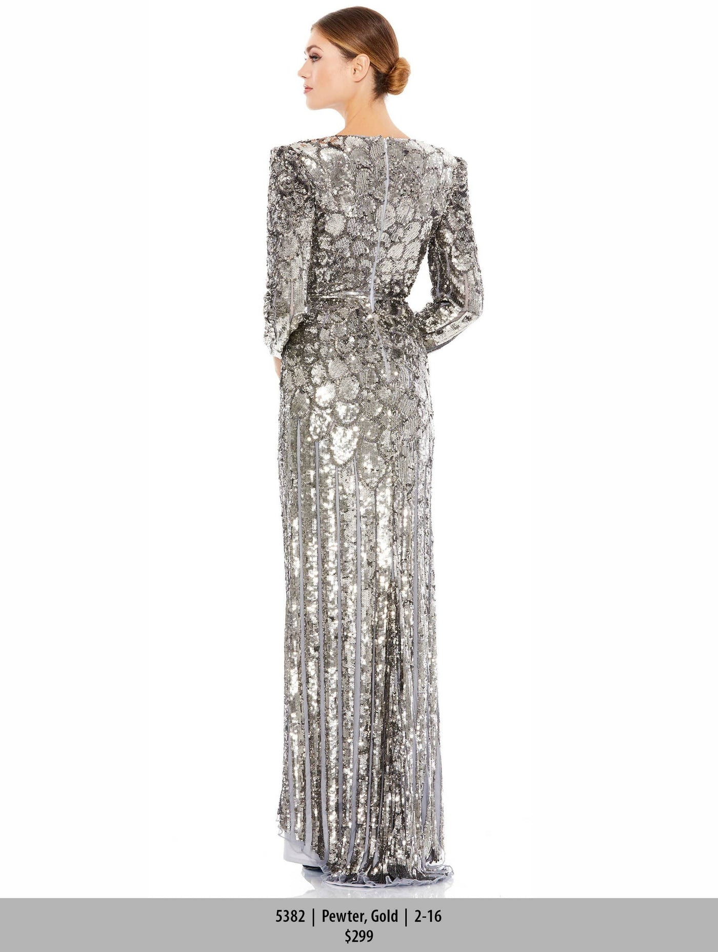 Mac Duggal Evening - 5382D Scallop Motif Sequin Gown Special Occasion Dress