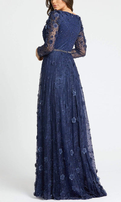 Mac Duggal Evening - 67503D Plunging Neck 3D Floral Lace A-Line Gown Evening Dresses