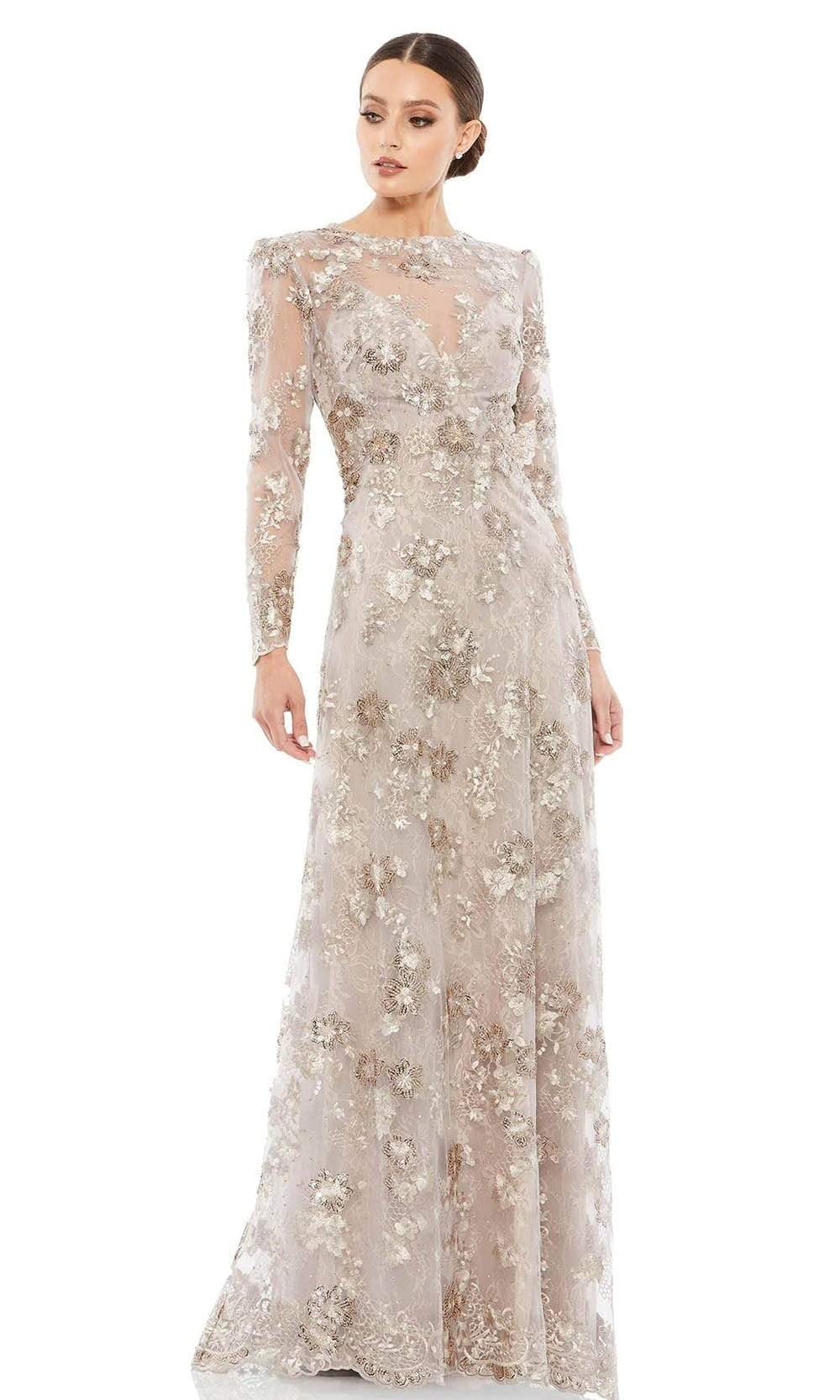 Mac Duggal Evening 67875 - Jewel Neck Sequin Evening Dress Evening Dresses 2 / Mocha