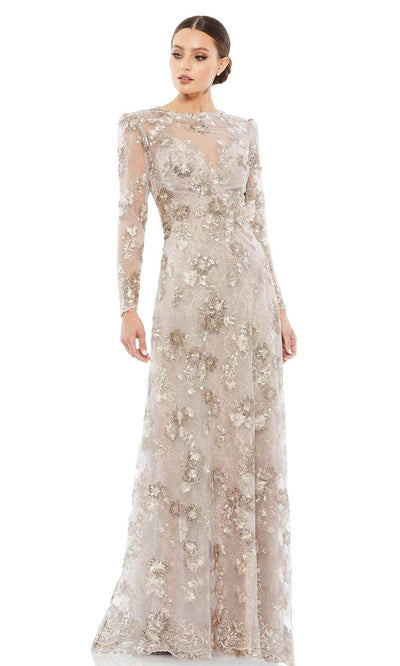 Mac Duggal Evening 67875 - Jewel Neck Sequin Evening Dress Evening Dresses 2 / Mocha