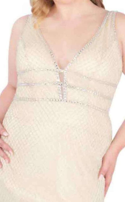 Mac Duggal Fabulouss - 4850F Beaded Plunging V-neck Sheath Dress Special Occasion Dress