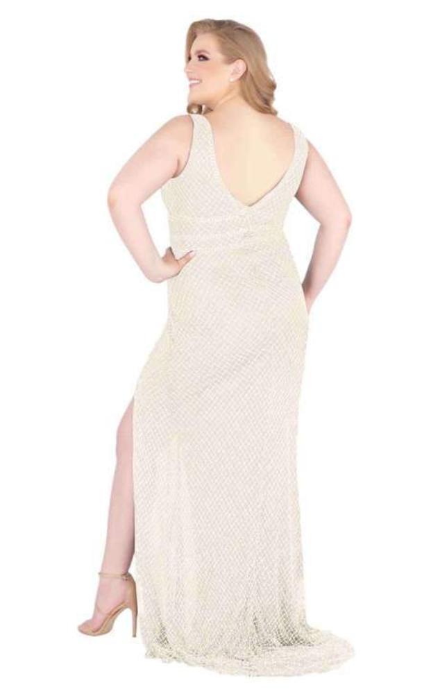Mac Duggal Fabulouss - 4850F Beaded Plunging V-neck Sheath Dress Special Occasion Dress