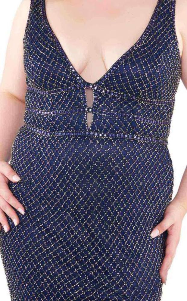 Mac Duggal Fabulouss - 4850F Beaded Plunging V-neck Sheath Dress Special Occasion Dress