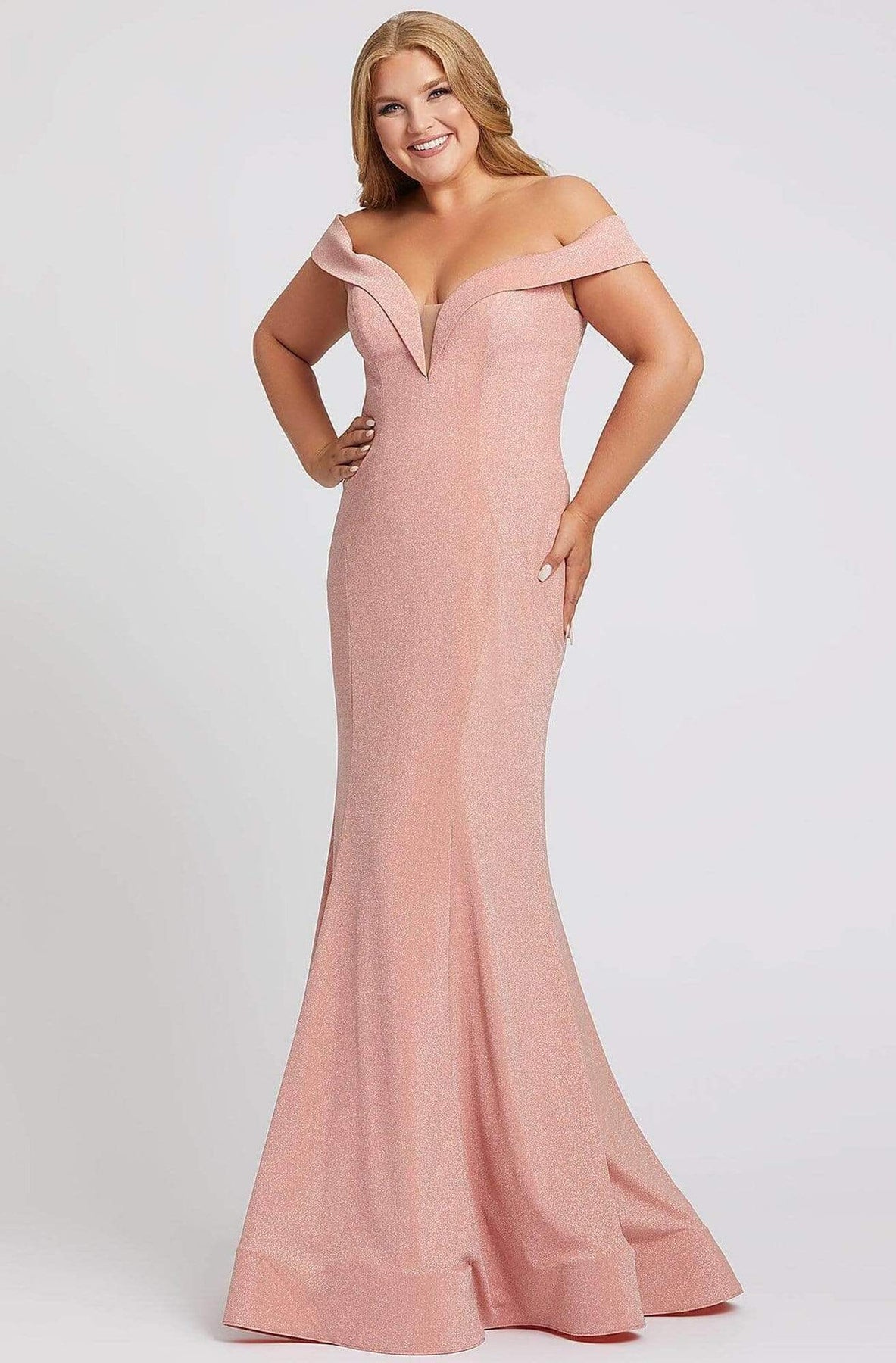 Mac Duggal Fabulouss - 48977F Deep Off-Shoulder Trumpet Dress Evening Dresses 12W / Coral
