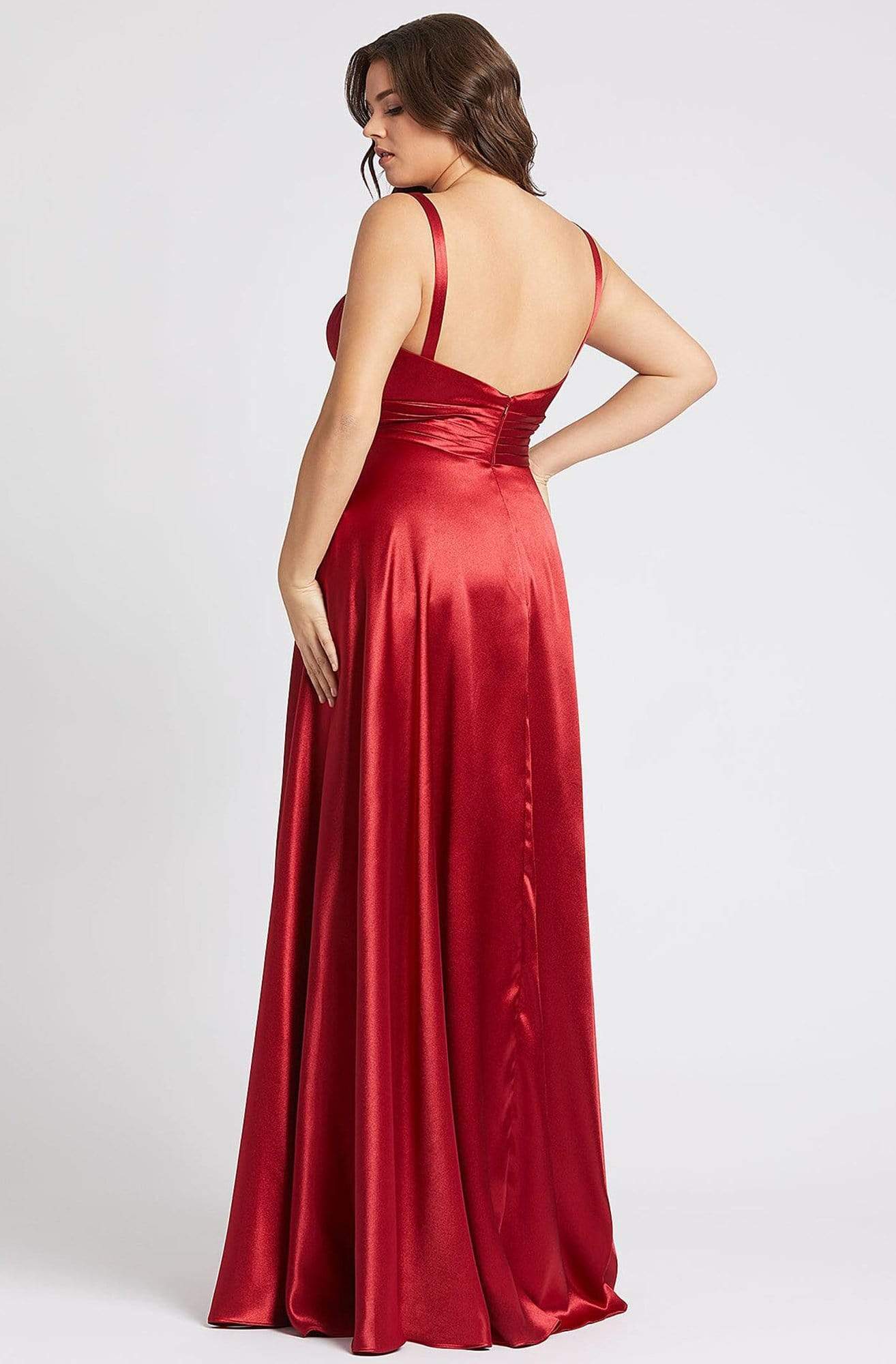 Mac Duggal Fabulouss - 49044F Deep V-neck Sheath Dress With Slit Evening Dresses