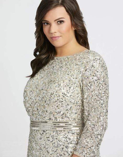 Mac Duggal Fabulouss - 5025F Sequined Three-Fourth Sleeves Long Gown Prom Dresses