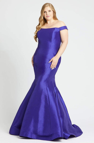 Mac Duggal Fabulouss - 66803F Off-Shoulder Mermaid Dress With Train Special Occasion Dress 14W / Royal/Purple