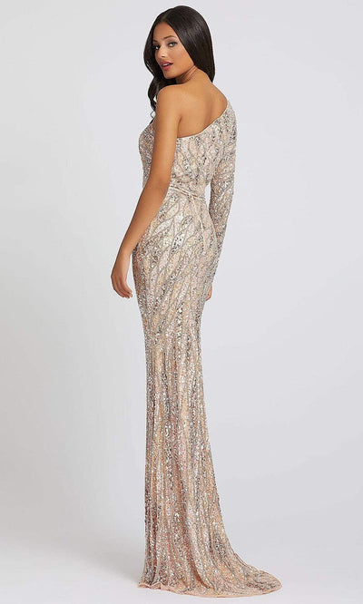 Mac Duggal - Asymmetrical Fitted Embellished Sheath Evening Dress 4982MSC In Neutral and Silver