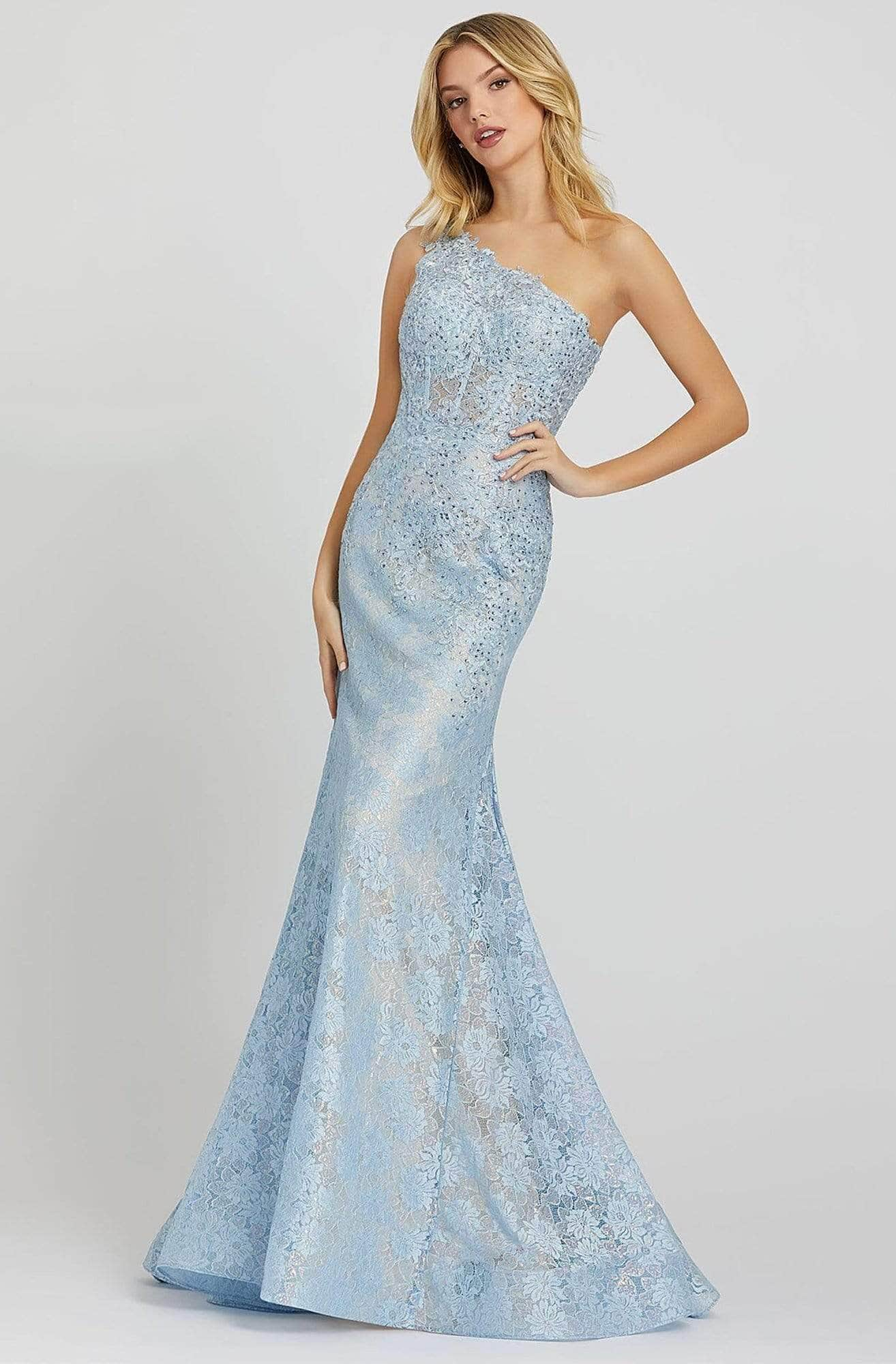 Mac Duggal Prom - 48910M Embroidered Mermaid Gown Prom Dresses 0 / Powder Blue