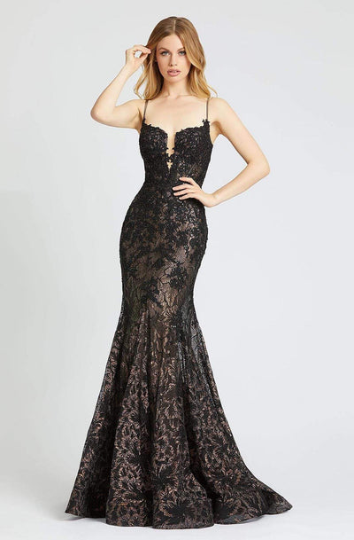 Mac Duggal Prom - 79252M Laced Long Trumpet Dress Pageant Dresses 0 / Black