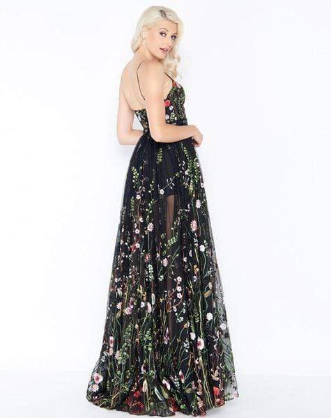 Mac Duggal - Sheer Sweetheart Floral Embroidered A-Line Gown 62989M - 1 pc Black Multi in Size 16 Available CCSALE