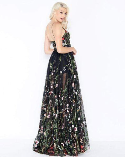 Mac Duggal - Sheer Sweetheart Floral Embroidered A-Line Gown 62989M - 1 pc Black Multi in Size 16 Available CCSALE