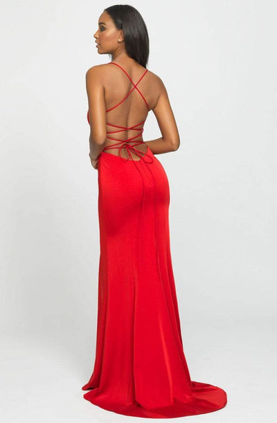 Madison James - 19-185 Crisscross Strapped Backless High Slit Gown Special Occasion Dress